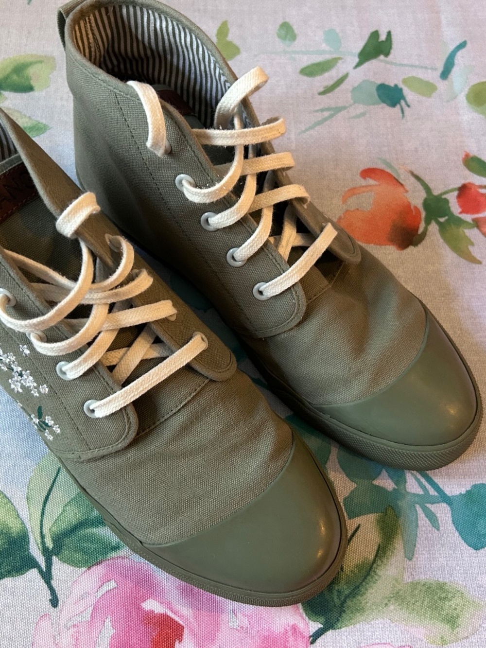 BANGS Sage Floral Embroidered Hightop Sneakers
